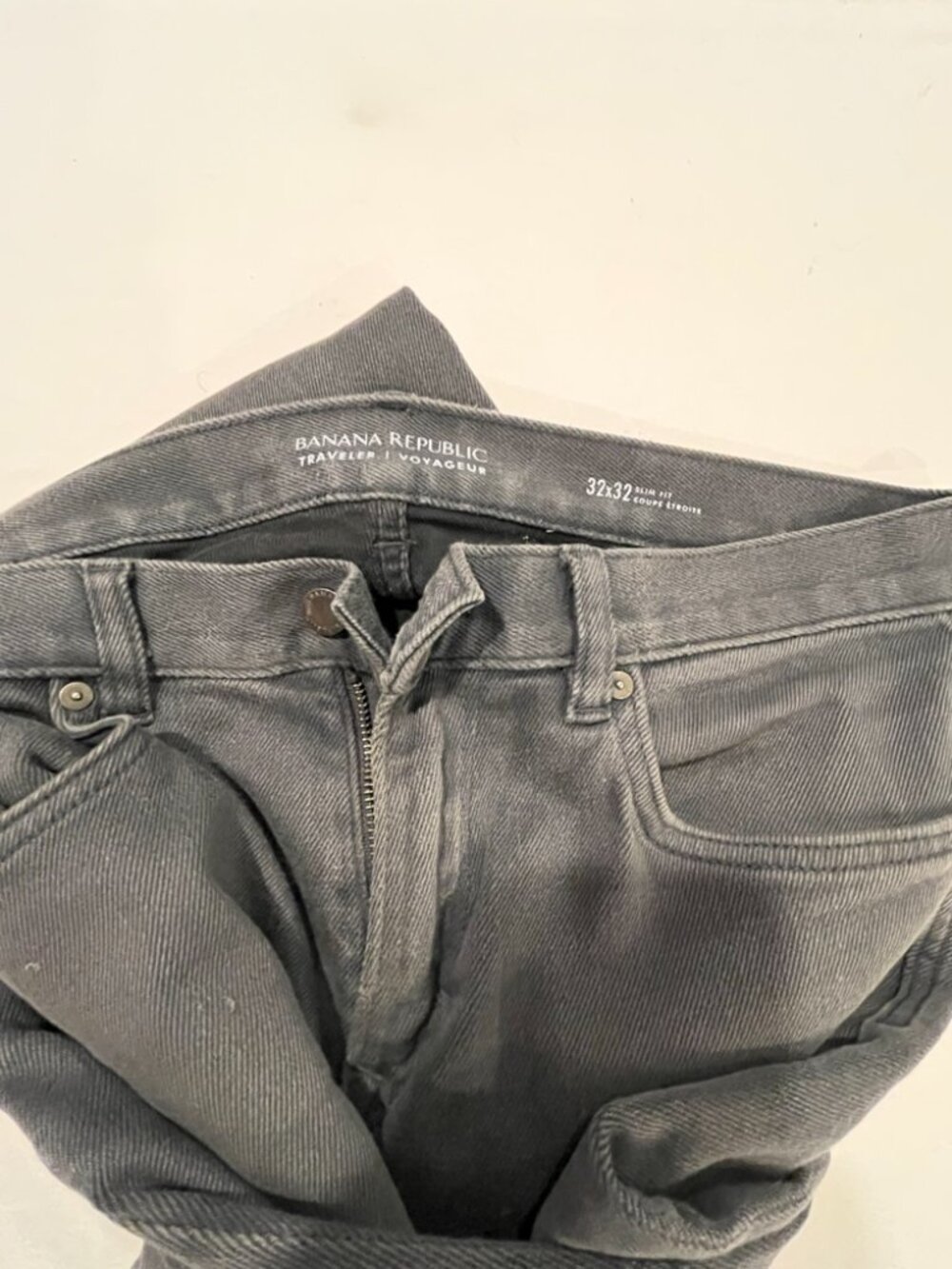 Banana Republic Traveler Jeans Mens 32x32 Washed Black Charcoal Slim Fit Stretch